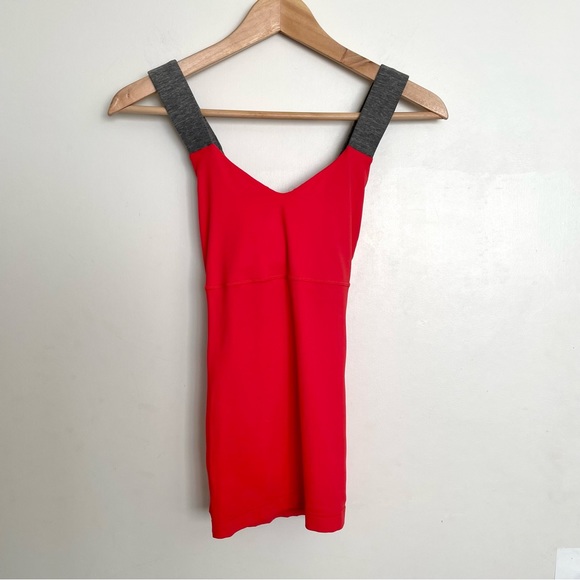 Lululemon Push Ur Limits Tank Top Red Coral Gray Size 6 Criss Cross Back Passion - Picture 9 of 16